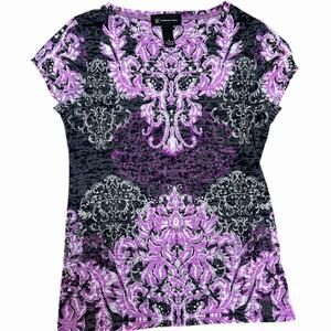 Y2K Inc Fitted Tee Womens M Purple Black Whimsigoth Cyber Grunge Sequins Indie